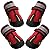 QUMY Dog Boots Waterproof Shoes for Dogs with Reflective Strip Rugged Anti-Slip Sole Black 4PCS (Size 2: 2.4"x1.7"(LW), Red)