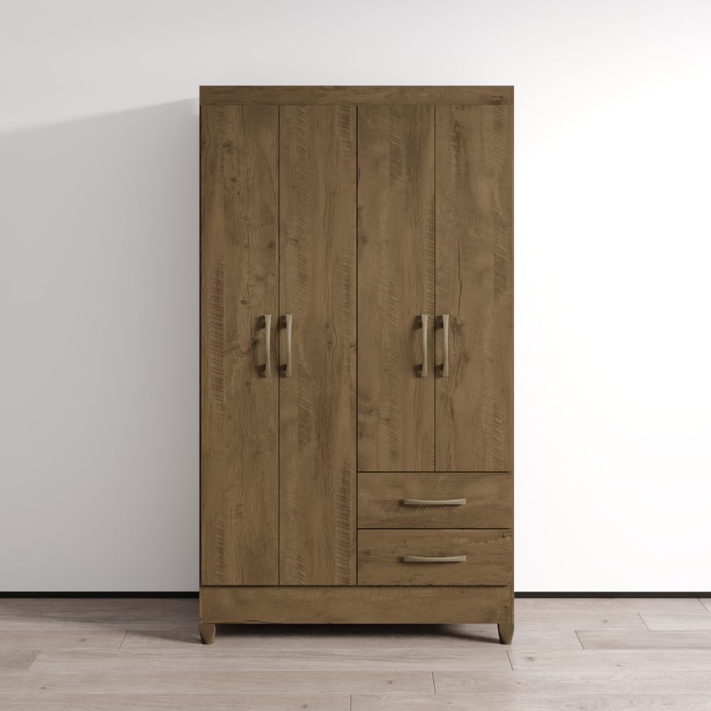 Meble Furniture Chile Wardrobe — Contemporary Storage Closet — 71.7 x 40.6 x 19 inches — Brown