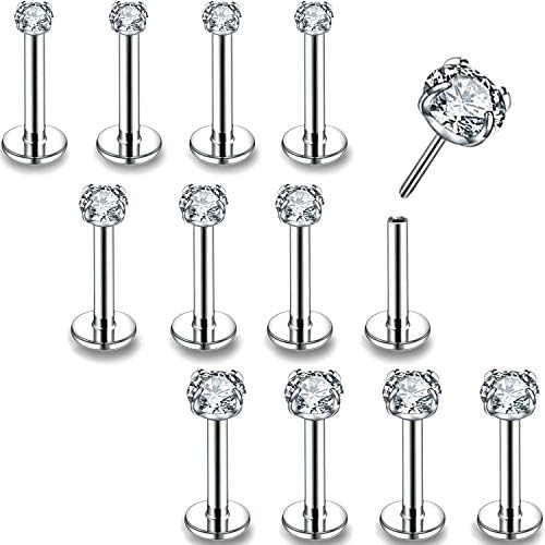 PunkTracker 16g/18g/20g Threadless Lip Rings Tragus Earrings Surgical Steel | Helix Conch Cartilage Earrings Monroe Piercing Jewelry for Women Men Labret Studs
