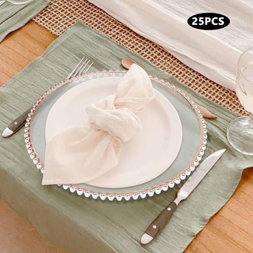25 Platos Decorativos Redondos 13in Rose Gold miniatura 5