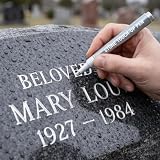 EXTRWORY Pennarello per lapidi argento/oro, per ripristinare scritte sbiadite su superfici in pietra, costruzione in PET 16 x 2 cm, per manutenzione cimitero (argento)