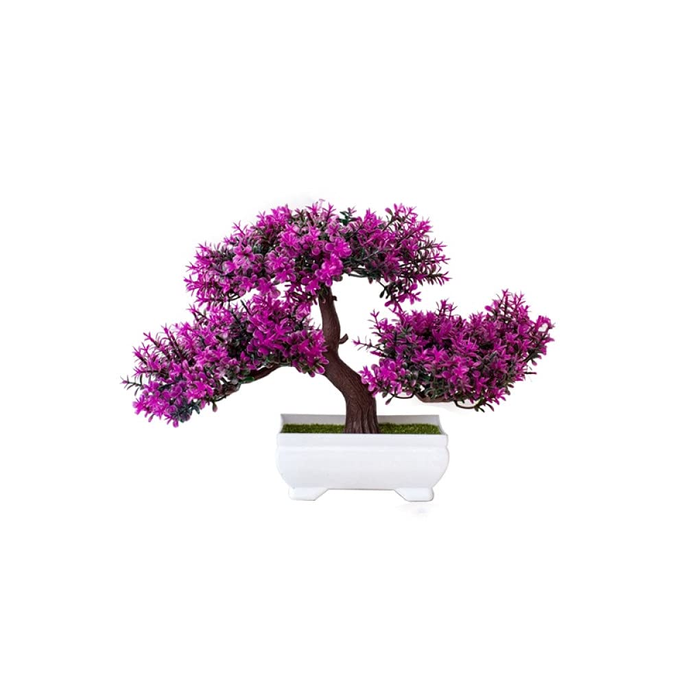 Pin Bonsaï Artificiel Violet en Pot Plante Décorative pour Maison et Hôtel