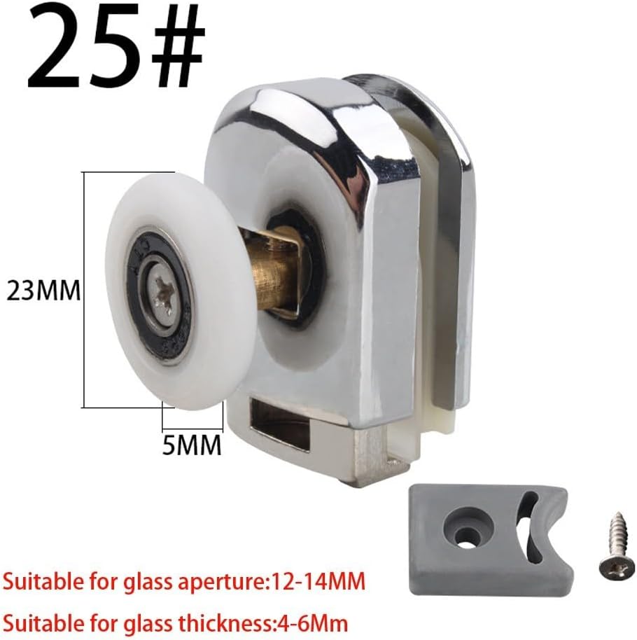 4 Pack Zinc Alloy Shower Door Rollers With 25mm Wheels Adjustable Top And Spring Loaded Bottom Design