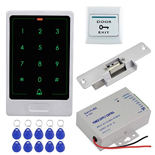 Preisvergleich Produktbild HFeng RFID-Tür-Zugangskontrollsystem, Metall-Touch-Zugangskontrolle, Tastature-Leser, DC12 V Netzteil, elektronische Schlösser, 10 Schlüsselanhänger für Zuhause
