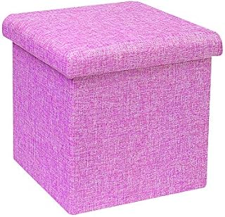 B FSOBEIIALEO Storage Ottoman Cube, Linen Small Coffee Table, Foot Rest Stool Seat