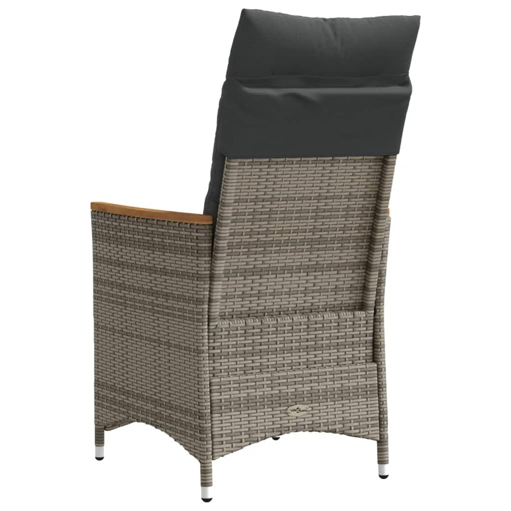 Poltrona reclinabile da giardino con cuscini in rattan sintetico grigio sedie da esterno resistente alle intemperie, poltrone per terrazze, mobili da giardino