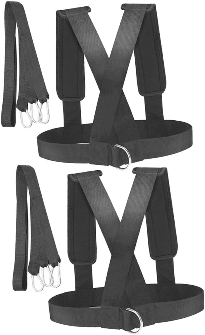 Generic 2pcs Sled Harness Weight-bearing Resistance Belt for Strength Training Outdoor Running and Tire Pulling Padded Shoulder Straps