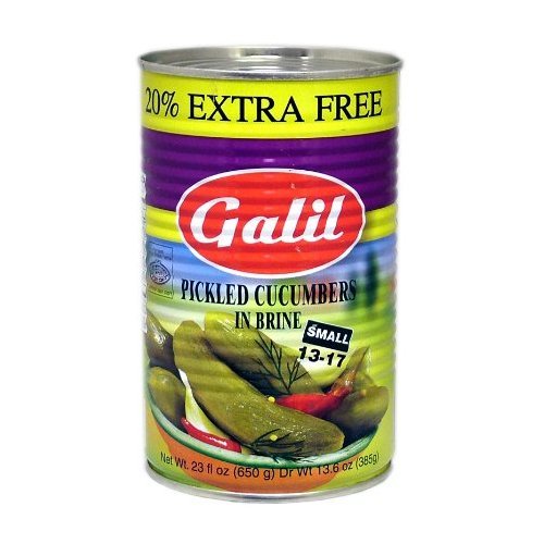 Galil Pickled Cucumbers in Brine, (Small 13-17) + 20% Extra, 23-Ounce Cans (Pack of 6) (Packaging May Vary)