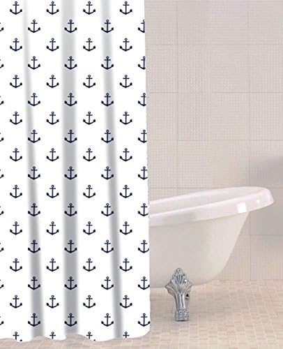 Sabichi PEVA White Shower Curtain - 180 x 180 cm (71 x 71 Inch) - 100% Polyester - Anchor Patterned - White Shower Curtains - Easy To Clean - BPA Free - Mold Resistant