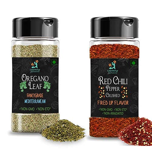 Origan séché 70g piment en flocons 70g Green Velly saisonnier pizza italien sans gluten