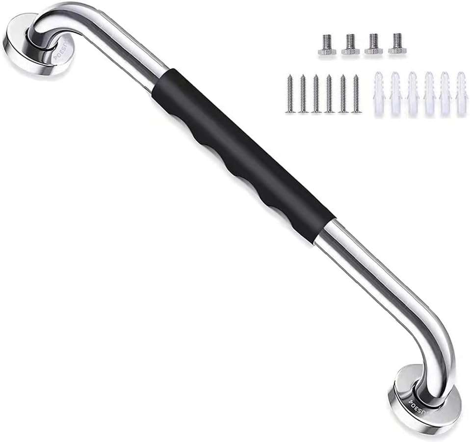 Hoopever24 Inch Anti Slip Shower Grab Bar Handle, Stainless Steel Chrome Bathroom Balance Bar, Safety Hand Rail Support, Handicap Elderly Injury Senior Assist Bath Handle, 1.25 Inch Diameter