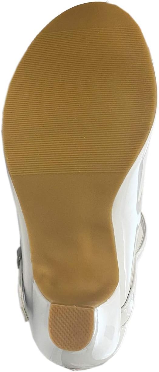 Gwen & Zoe Girl White Dress Shoes for Weddings and Parties - Big and Little Girl 2 Inch High Heel with Sparkle and Strap for First Communion, Flower Girl (Size 13, White)