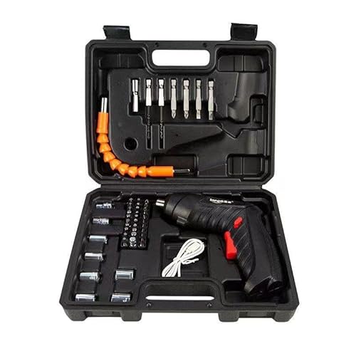 Parafusadeira 48 Peças À Bateria Carregador Usb (Dupla posição) C/Caixa de ferramentas