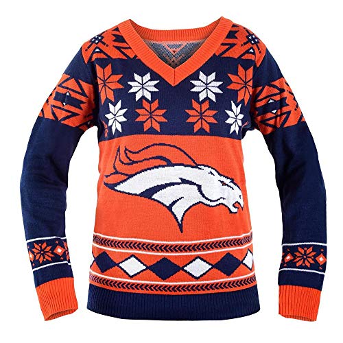 FOCO NFL Women's V-Neck Sweater, Denver Broncos, Small