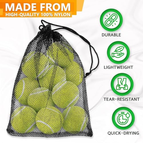 Jambala Mesh Drawstring Bags, 5 Pcs, 11 x 7 Inch - Nylon Net Bags for Swim Gear, Golf Balls, Tennis Balls, Gym Items, and Beach Essentials3