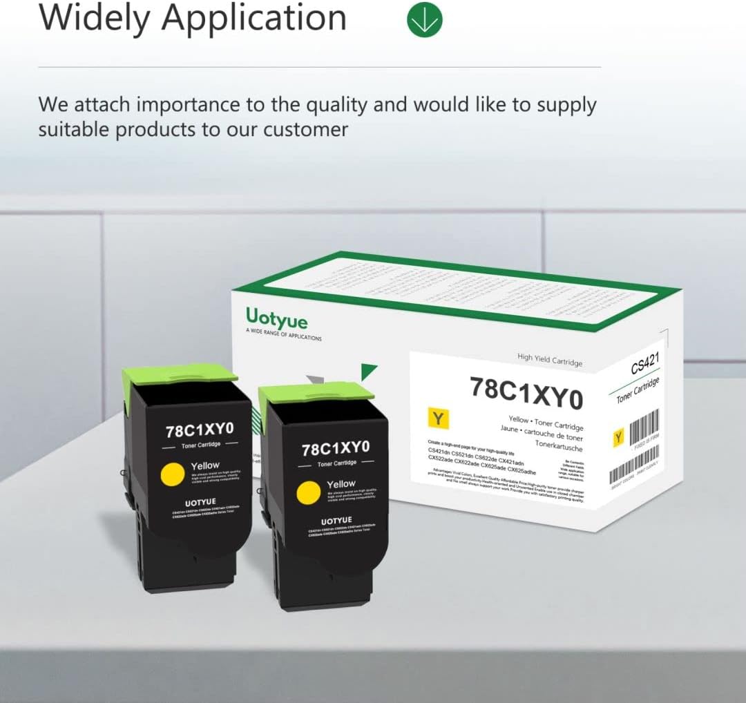 78C1XY0 Yellow Extra High Yield Toner Cartridge (2-Pack) - Compatible 78C1XY0 Toner Replacement for Lexmark CX625adhe CS421dn CS521dn CS622de CX421adn CX522ade CX622ade CX625ade Printer