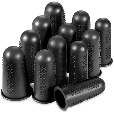 Finger Protectors,12 Pieces, Silicone Finger Protectors, 3 Sizes Rubber Fingers Thimble Protectors Guard Tips Caps Pads Cover for Hot Glue Gun | Embroidery | Sewing | Cutting| Sorting Task - Black Cover