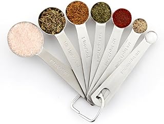 Spring Chef Measuring Spoons, Heavy Duty Round Stainless Steel Metal, for Dry or