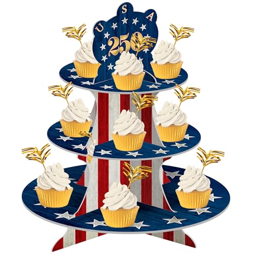 Beistle Semiquincentennial Cupcake Stand – Festive Patriotic Decoration for 250th Anniversary Events, Fourth of July, and Community Celebrations, 16" by Beistle - Image 2