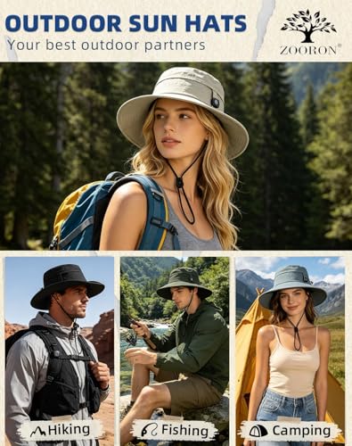 ZOORON Sun Hat for Men Women Detachable Compass, Boonie Hats UPF 50+ Fishing Hat, Lightweight Foldable Bucket Hats for Hiking, Camping, Fishing Black - image 2