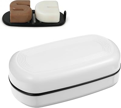 Shampoo Bar and Conditioner Holder Compatible with Kitsch ABS Plastic Soap Dish with 9 Drainage Holes Mold-Resistant Travel Case & Bathroom Organizer for Solid Shampoo Bars White