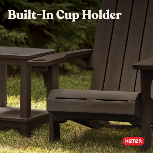 Keter Kiawah Adirondack Chair, Weather‑Resistant Resin Outdoor Patio Chair, Ergonomic Design, All‑Weather Seating for Garden, Deck & Backyard, Deep Brown by Keter - Image 6