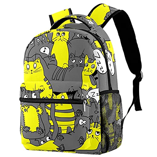 Sac à dos de voyage chat jaune et gris le cadeau idéal pour filles et garçons