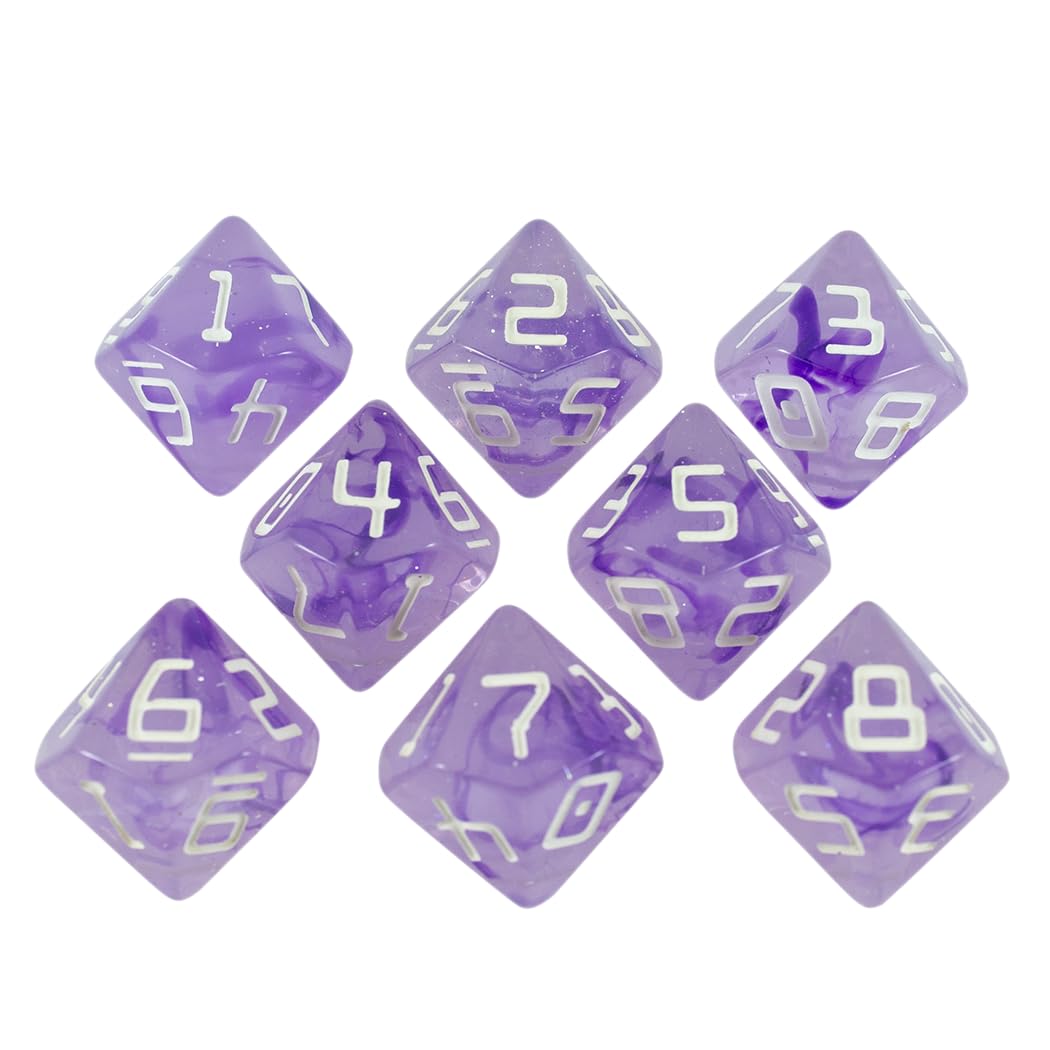 Starfarer Sci-Fi D10 Dice - 'Sirius' - Pale Lilac with Purple Swirls