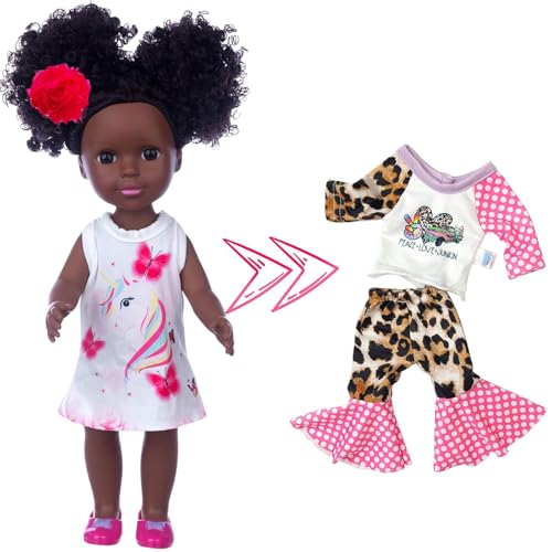 Juego de muñeca negra ZQDOLL con accesorios y ropa miniatura 3
