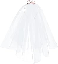 OWill Bride to Be Veil Hair Bands White Double Veil Decorations Hen Party Veil Hair Bands Hen Party Accessories Bridal Party Decorations Fiancee Party Accessories
