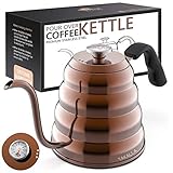 Gooseneck Kettle with Thermometer - Stainless Steel Goose Neck...
