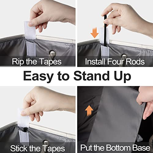 Elong Home Laundry Basket 2 Pack, 75L Laundry Hamper With Support Rods And Rope Handles, Freestanding Laundry Baskets, Linen Hampers For Laundry Room Bathroom Bedroom, Grey+Beige #TOP4