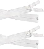 YKK #3 Jacket Lightweight Coil Nylon Separating Zippers - Choose Your Length - Color: White - 2 Zippers Per Pack (White - 22