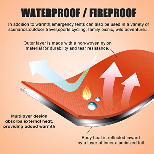 LYN Extra Large Zipper Reusable Survival Emergency Shelter Tent,Thermal Waterproof Fireproof Lightweight Bugout, with Paracord✚Stake for Camping,First Aid,Hiking&Bushcraft - Image 5