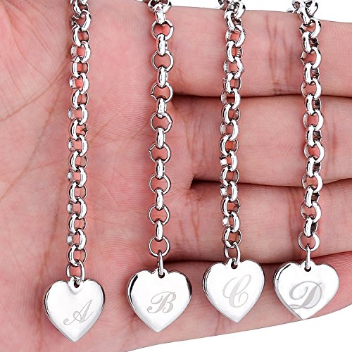 Monily Initial Charm Bracelets for Women Stainless Steel Charm Bracelets for Women Letters W Alphabet Heart Bracelet Jewelry Gifts for Women