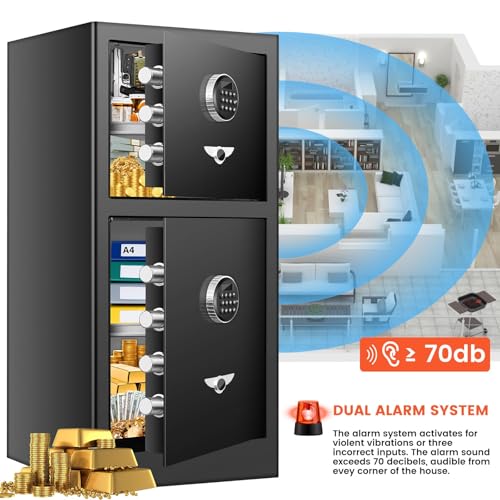 【2025 New】35.4\" Tall Extra Large Fireproof Safe for Home, Double Door Home Safe Box with [Hidden Compartment], Large Safes with Digital Keypad & Dual Alarm for Home Office Business - Thumbnail 7