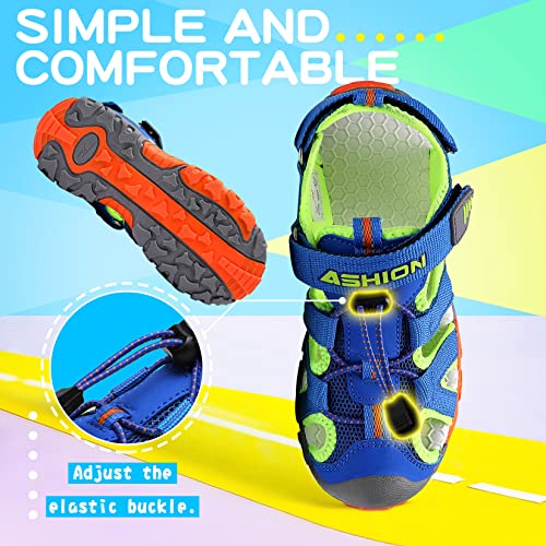 Littleplum Boys Sandals Closed Toe Toddler Sport Sandals Little Kid Summer Shoes For Big Kid Walking Hiking Athletic Outdoor Blue Green Little Kid 1 #TOP5