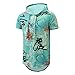 Maglietta a maniche corte con cappuccio e stampa digitale 3D da uomo, per sport, fitness, attività all'aria aperta, Verde menta, 85