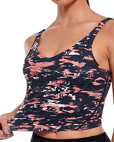 Image of Oalka Sports Bra Womens Longline Padded Crop Yoga Tank Tops