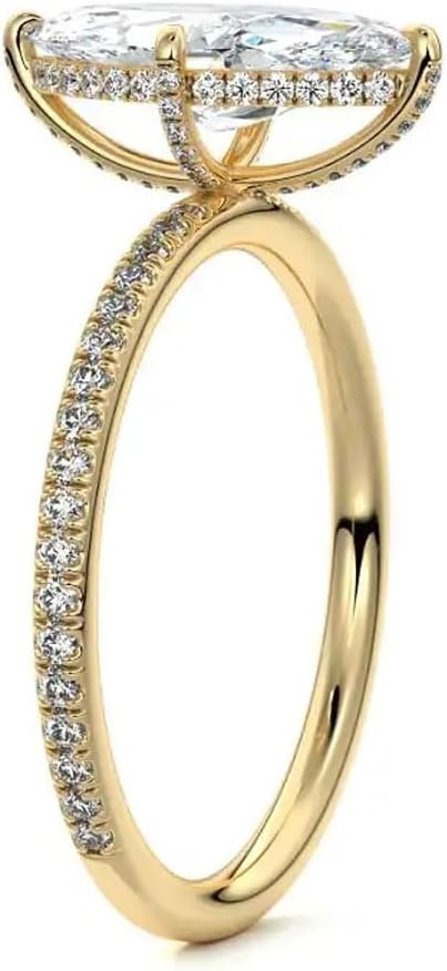 10K 14K 18K Gold 1-3 Carat Marquise Cut Moissanite Engagement Rings for Women D Color Moissanite Marquise Promise Wedding Ring for Her Size 3-15