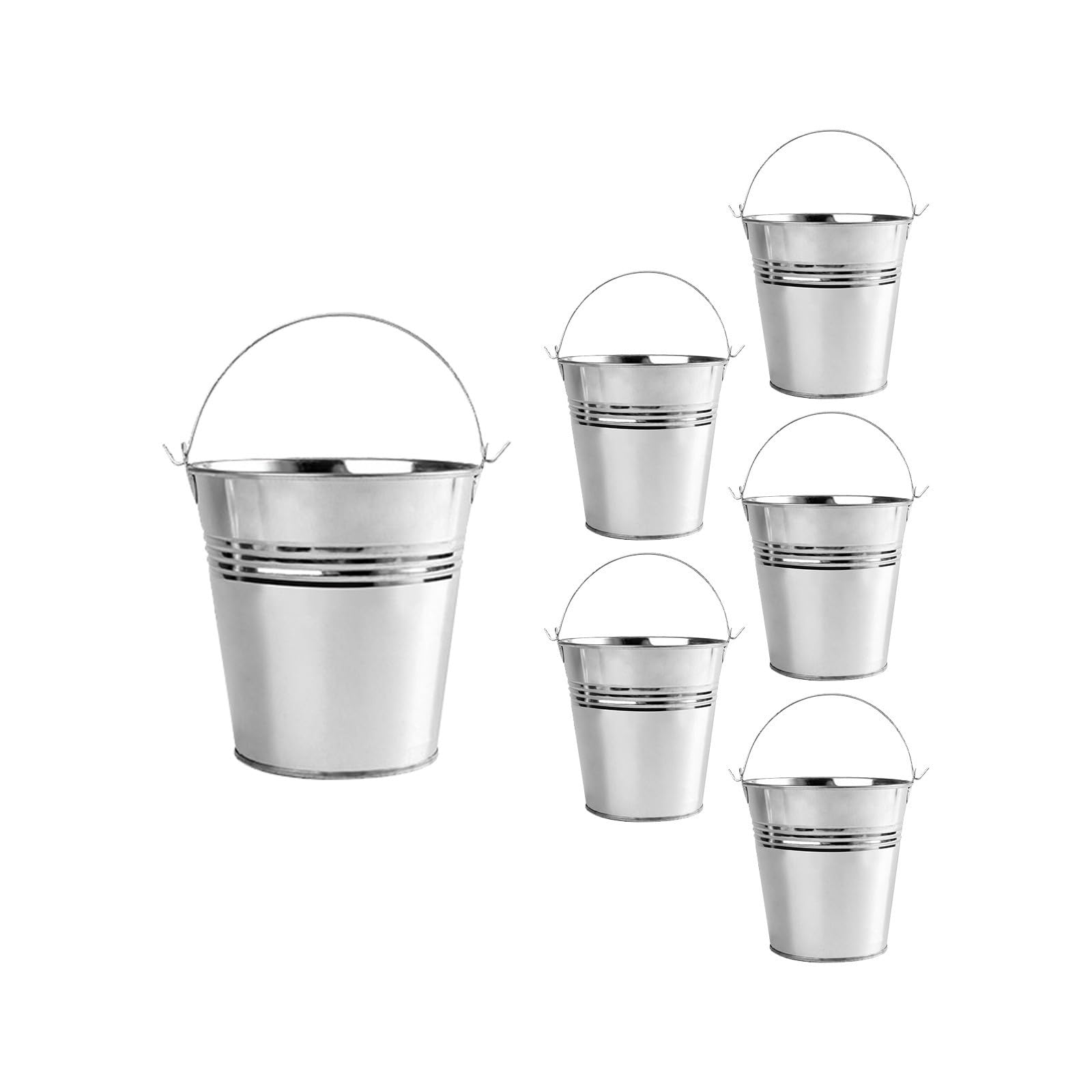 Cubitera de hojalata portátil con asa en pack de 6 unidades para enfriar cerveza