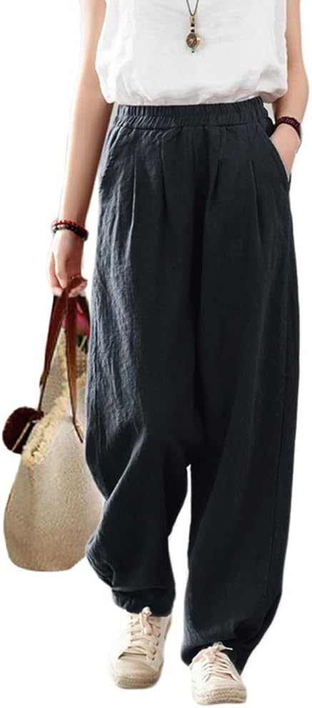 Onsoyours Donna Vita Elastica Cotone Harem Pantaloni di Velluto a Coste Pantaloni Larghi Caldi e Comodi in Velluto Spesso Pantaloni Casual A Arancione XS