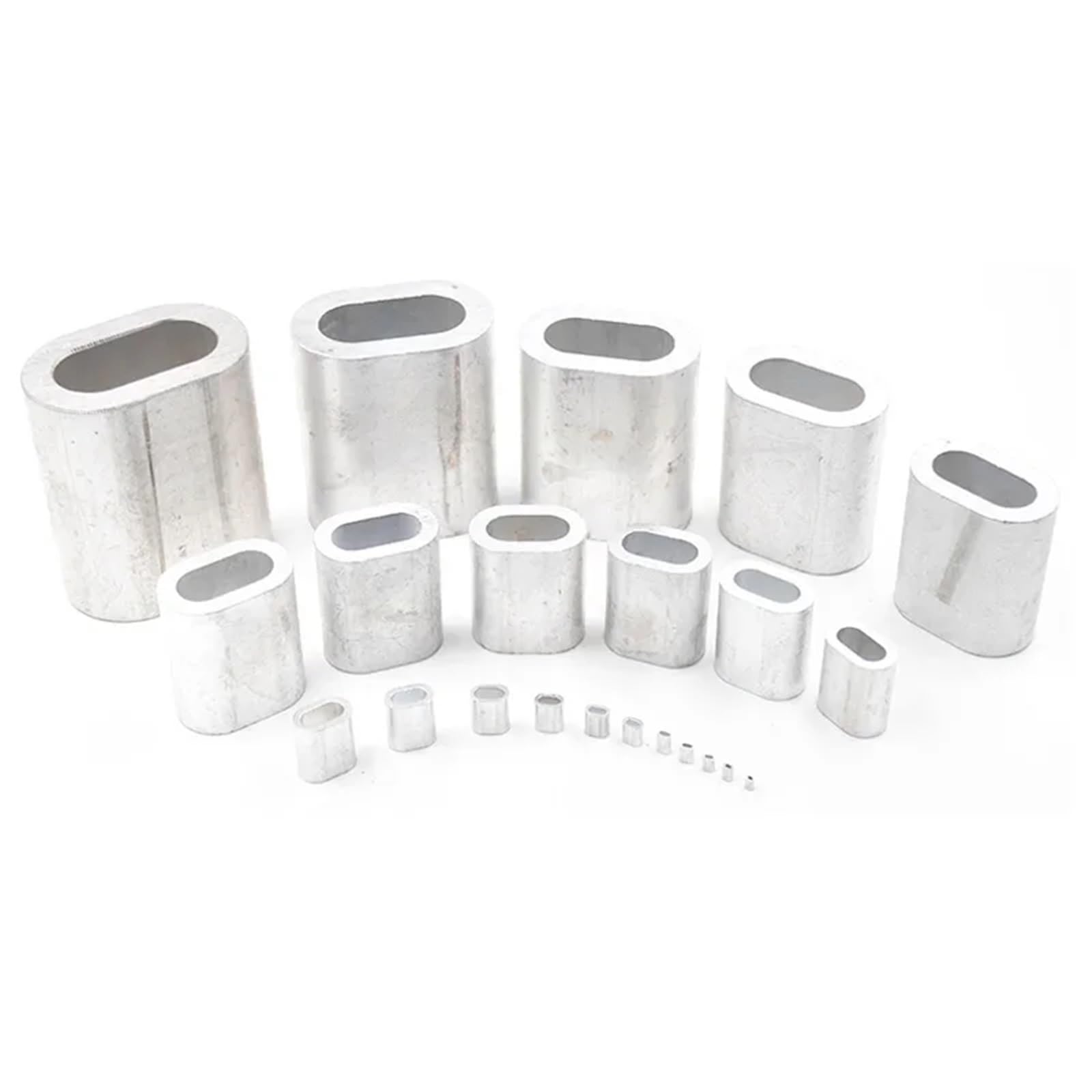 Manicotto ad anello a crimpare in alluminio, Clip di fissaggio for cavo ovale con puntali in alluminio manicotto a crimpare for fune metallica in acciaio Confezione da M0.5 a M26(M26 1Pcs)