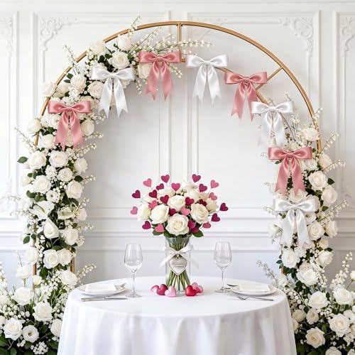 2 Strings Pink White Bow Garland Banner Decorations, Pre-Strung Satin Ribbon Bows for Birthday, Baby Shower, Bridal Shower, Coquette Girls Room, Bow Themed Party, Wedding, Christmas Tree Decorations — view 4