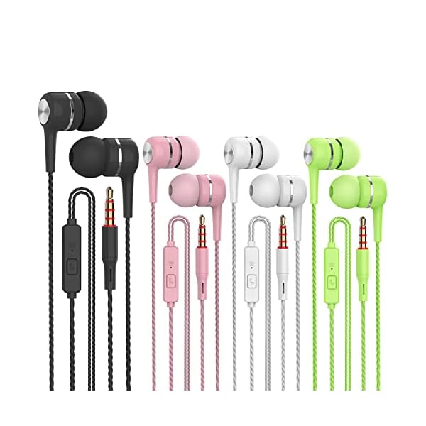 VPB Heavy bass Earphone Color Call with Mic Stereo Earbud Headphones Mixed Colors (Black + White + Pink + Green 4 Pairs)