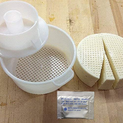 LOVARE Edam Hard Cheese Mold With Follower Large For 2.2lbs / 1kg. | Cow Goat Rennet Milk | Cheesemaking from Cow and Goat Milk. Cheese making supplies by QG group
