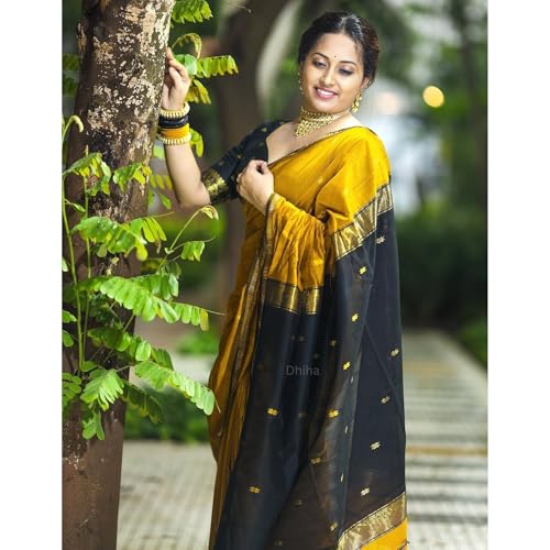 Image of Original Maheswari Cotton Silk Saree for Women | Kanjivaram Pure Silk Cotton Sari with Blouse | Zari Work | Tassels | Handloom Weave