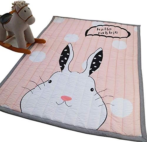 IHEARTYOU Thick Cotton Baby Crawling Cushion Non-slip Fresh Style Toddlers Mat Kids Play Mat Kids' Room Rug Activity Floor Carpet (Rabbit)