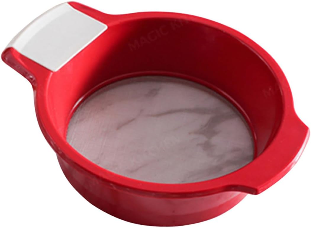 Large Red and White Household Flour Sifter with Handle Fine Mesh Strainer for Baking Cake Bread and Pastry Rust-resistant Lightweight Powder Sifting Tool for Home and Restaurant