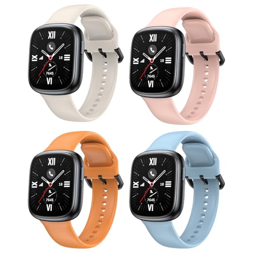 Bands for Honor Watch 4, Silicone Watch Band for Men for Women (B (Pack of 4))